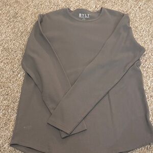 BYLT Taupe Long Sleeve Shirt waffle
